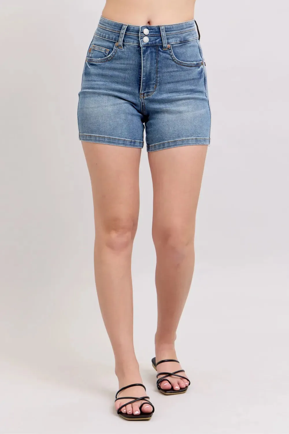 Judy Blue Full Size High Rise Tummy Control Denim Shorts Plus Size sold by Gigi Laurent