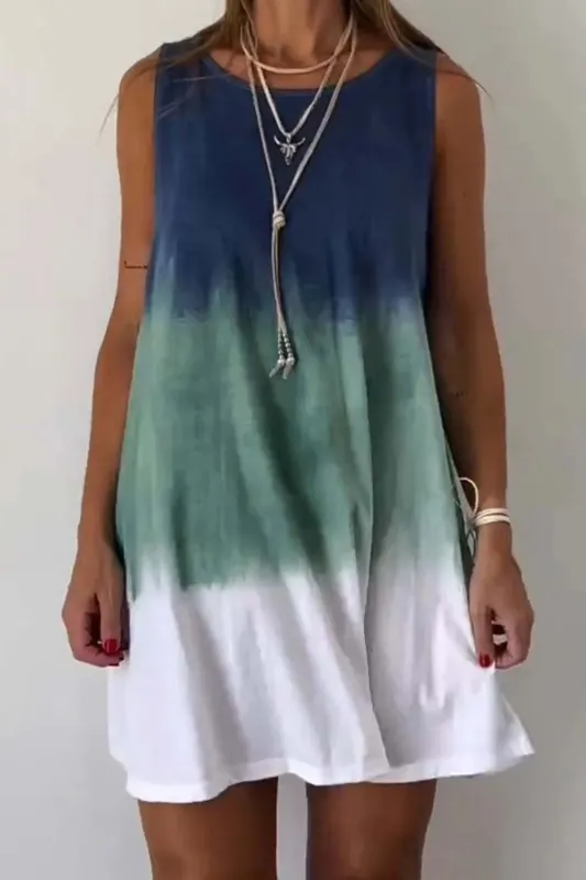 Full Size Tie-Dye Sleeveless Mini Tank Dress Plus Size sold by Gigi Laurent