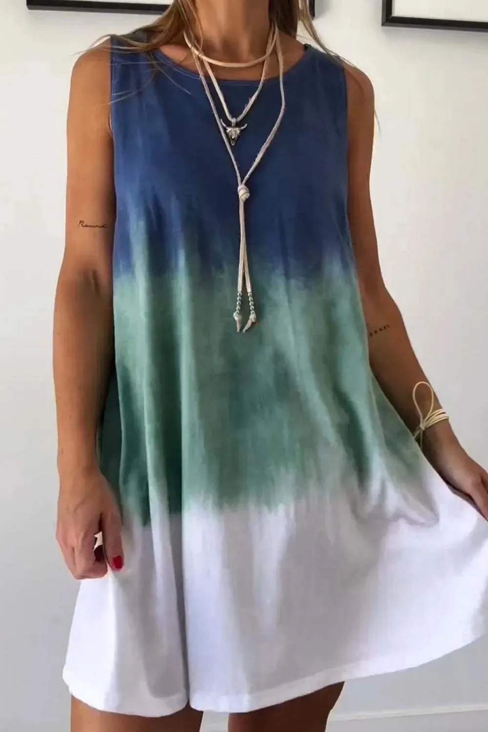 Full Size Tie-Dye Sleeveless Mini Tank Dress Plus Size sold by Gigi Laurent product image thumbnail 2