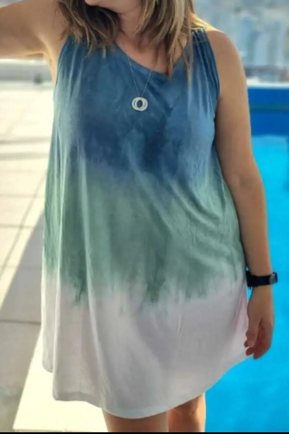 Full Size Tie-Dye Sleeveless Mini Tank Dress Plus Size sold by Gigi Laurent product image thumbnail 5