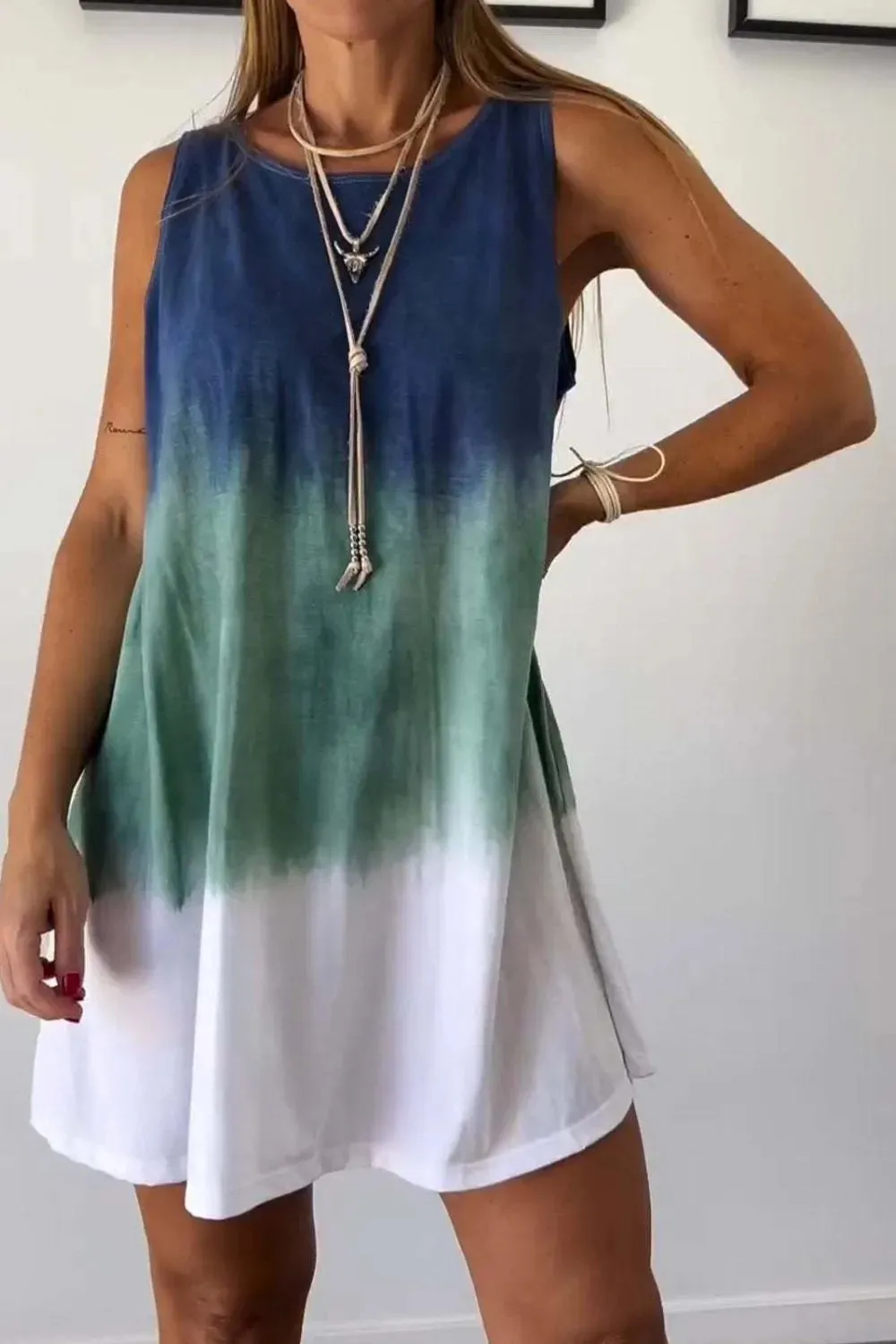 Full Size Tie-Dye Sleeveless Mini Tank Dress Plus Size sold by Gigi Laurent product image thumbnail 3