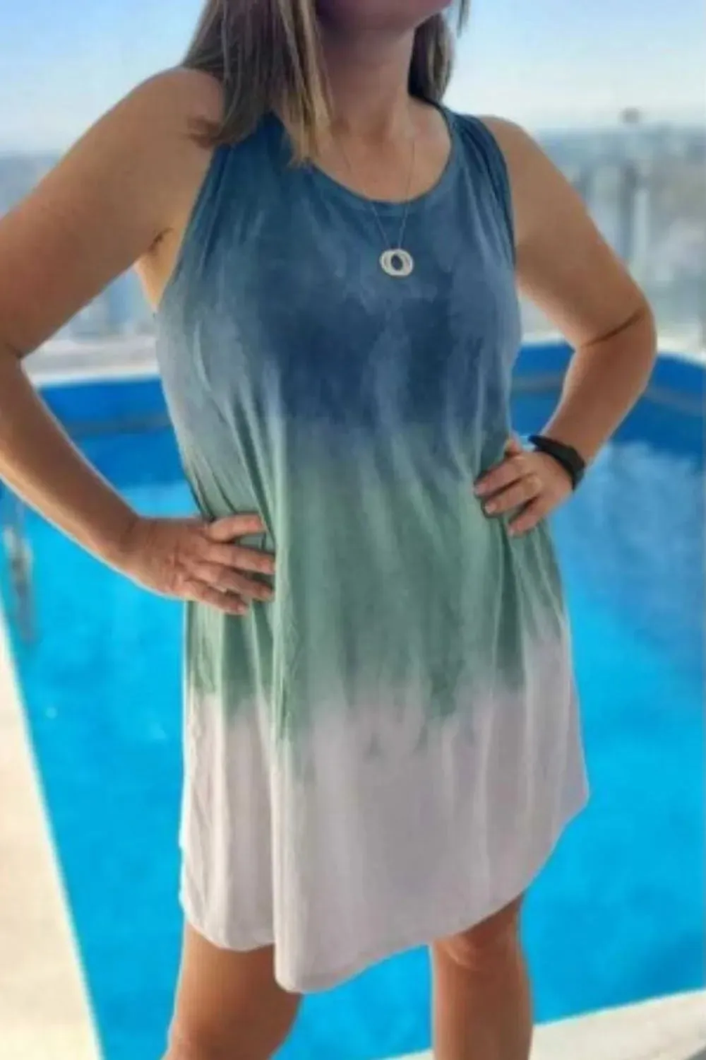 Full Size Tie-Dye Sleeveless Mini Tank Dress Plus Size sold by Gigi Laurent product image thumbnail 4