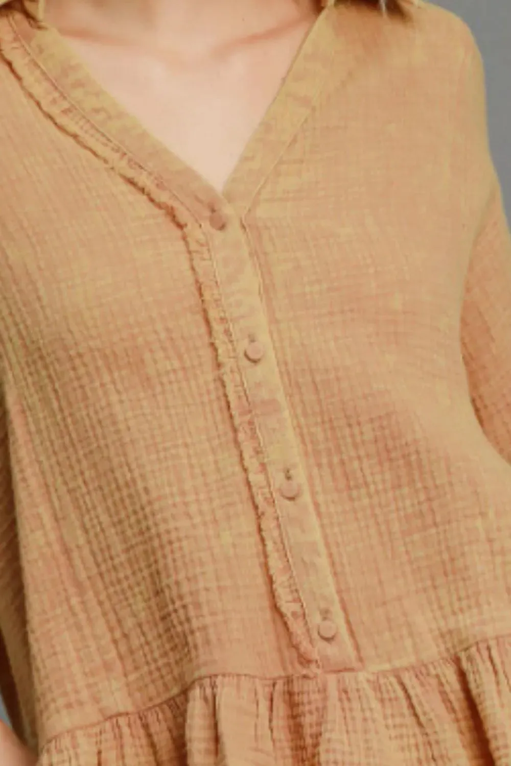 Umgee Full Size Mineral Washed Cotton Gauze Top Plus Size sold by Gigi Laurent product image thumbnail 3