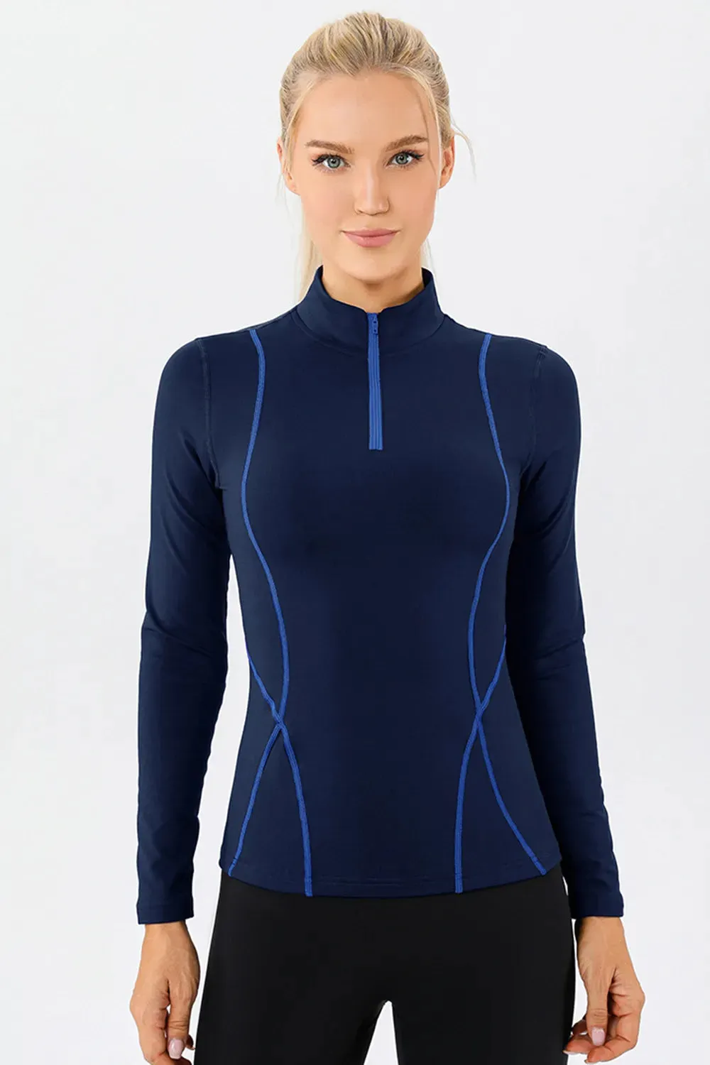 Mock Neck Quarter Zip Active T-Shirt sold by Gigi Laurent product image thumbnail 4