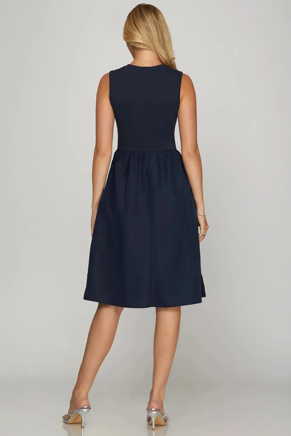 She + Sky Full Size Sleeveless Poplin Woven Midi Dress with Pockets Plus Size sold by Gigi Laurent product image thumbnail 2