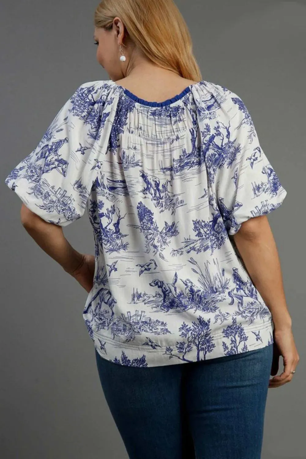 Umgee Full Size Two Tone Landscape Round Neck Print Top Plus Size sold by Gigi Laurent product image thumbnail 3