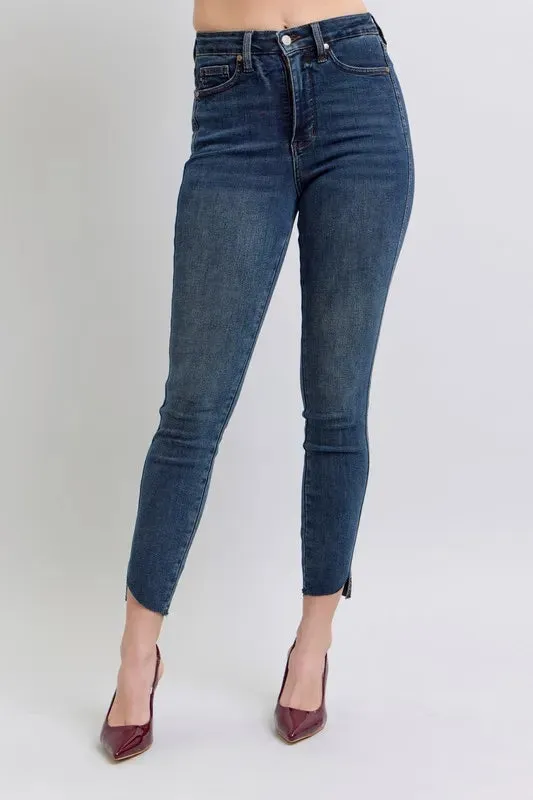 Judy Blue Full Size High Waist Tummy Control Step Hem Skinny Jeans Plus Size sold by Gigi Laurent