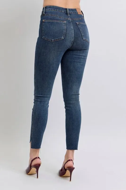 Judy Blue Full Size High Waist Tummy Control Step Hem Skinny Jeans Plus Size sold by Gigi Laurent product image thumbnail 4
