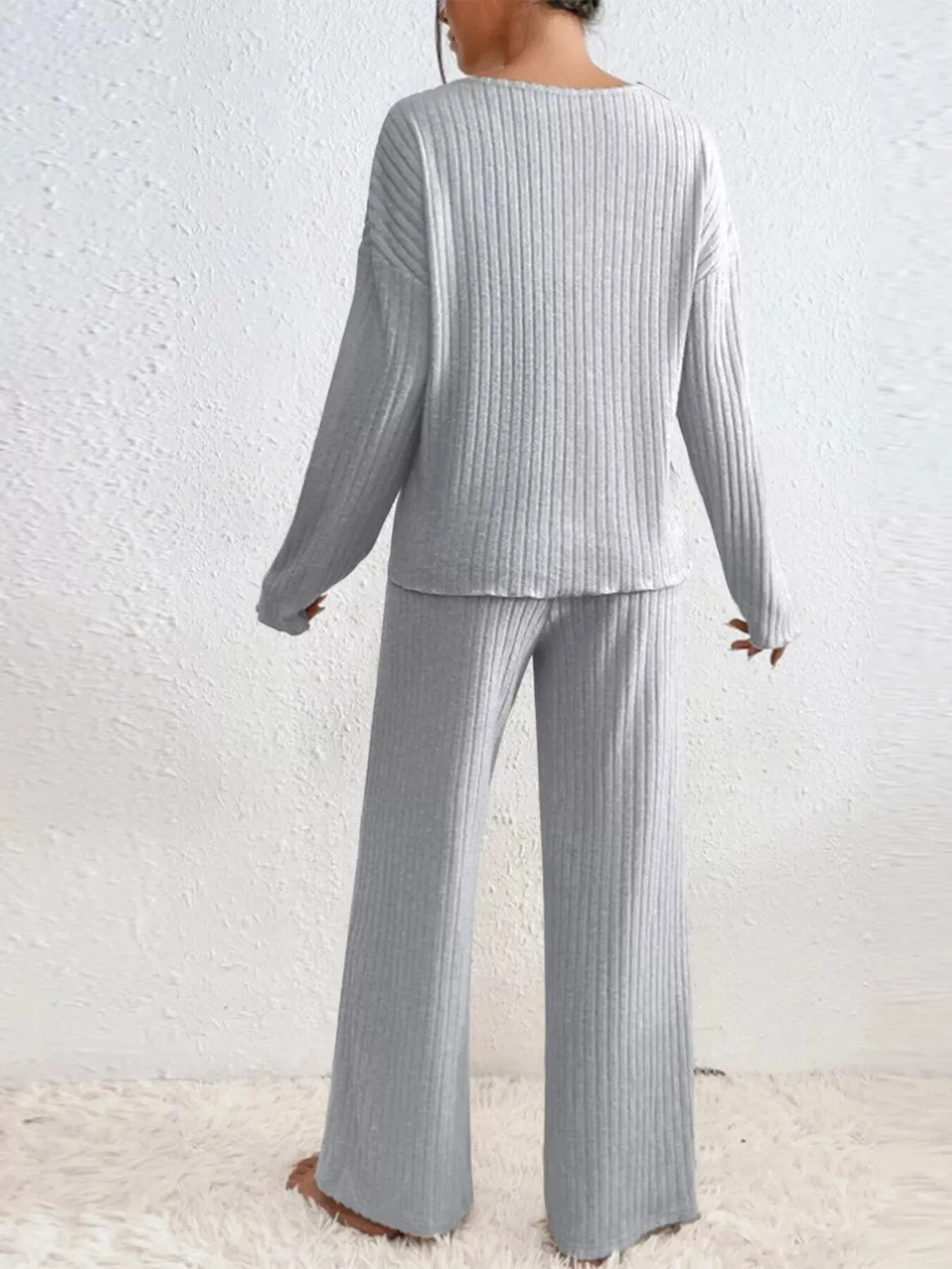 Ribbed V-Neck Top and Pants Set sold by Gigi Laurent product image thumbnail 3