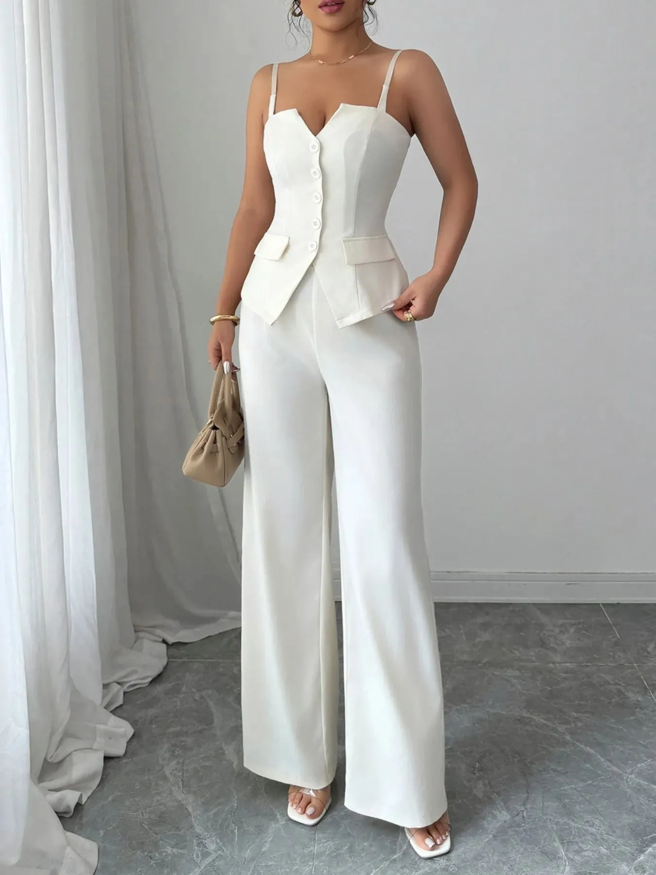Button Front Cami and Pants Set sold by Gigi Laurent
