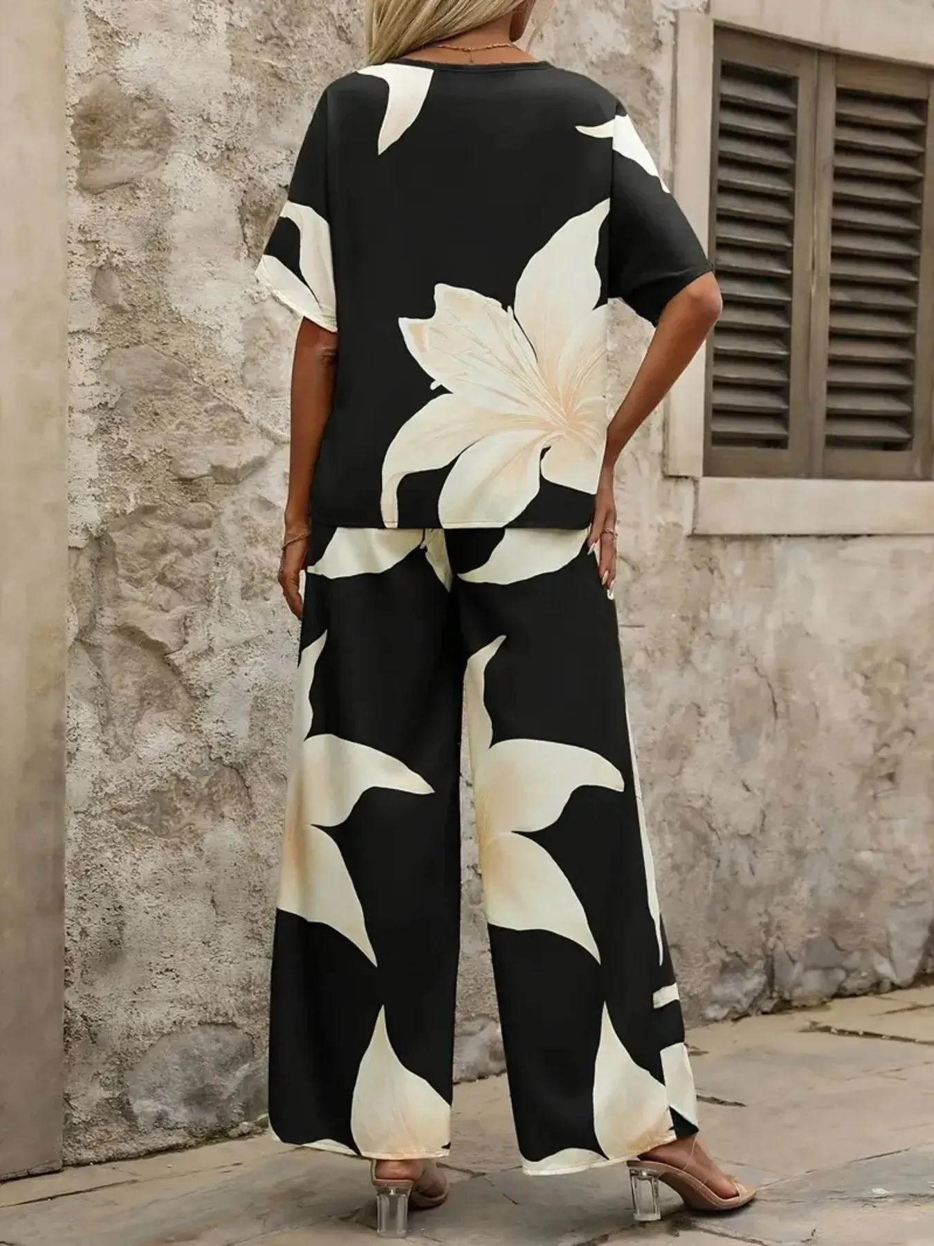 Printed V-Neck Top and Pants Set sold by Gigi Laurent product image thumbnail 2