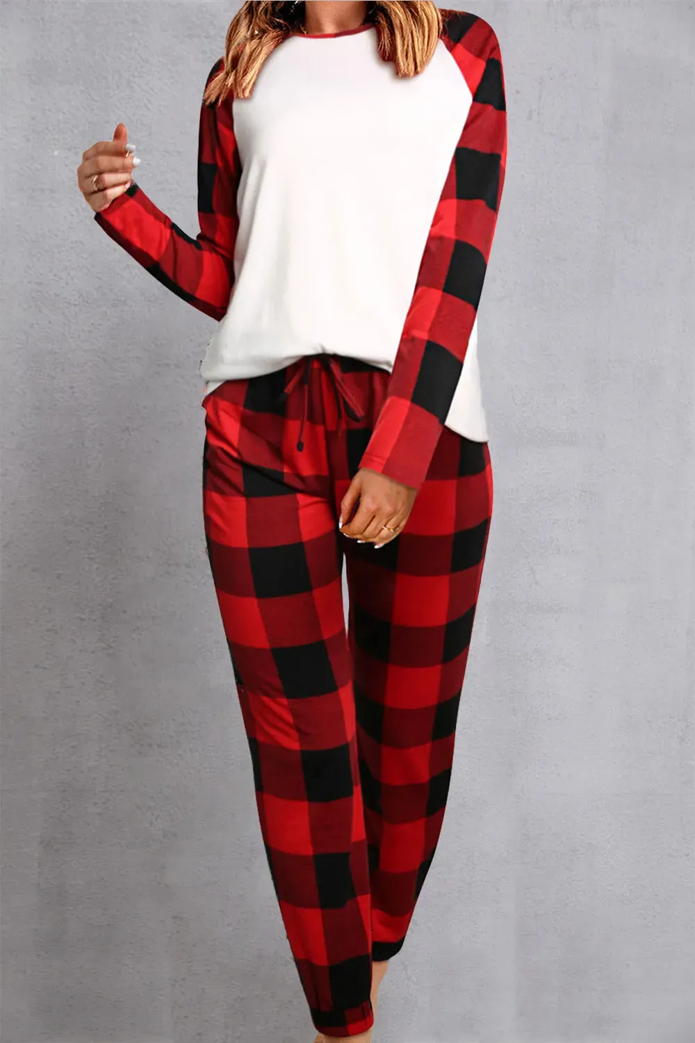 Plaid Round Neck Top and Pants Set sold by Gigi Laurent product image thumbnail 2