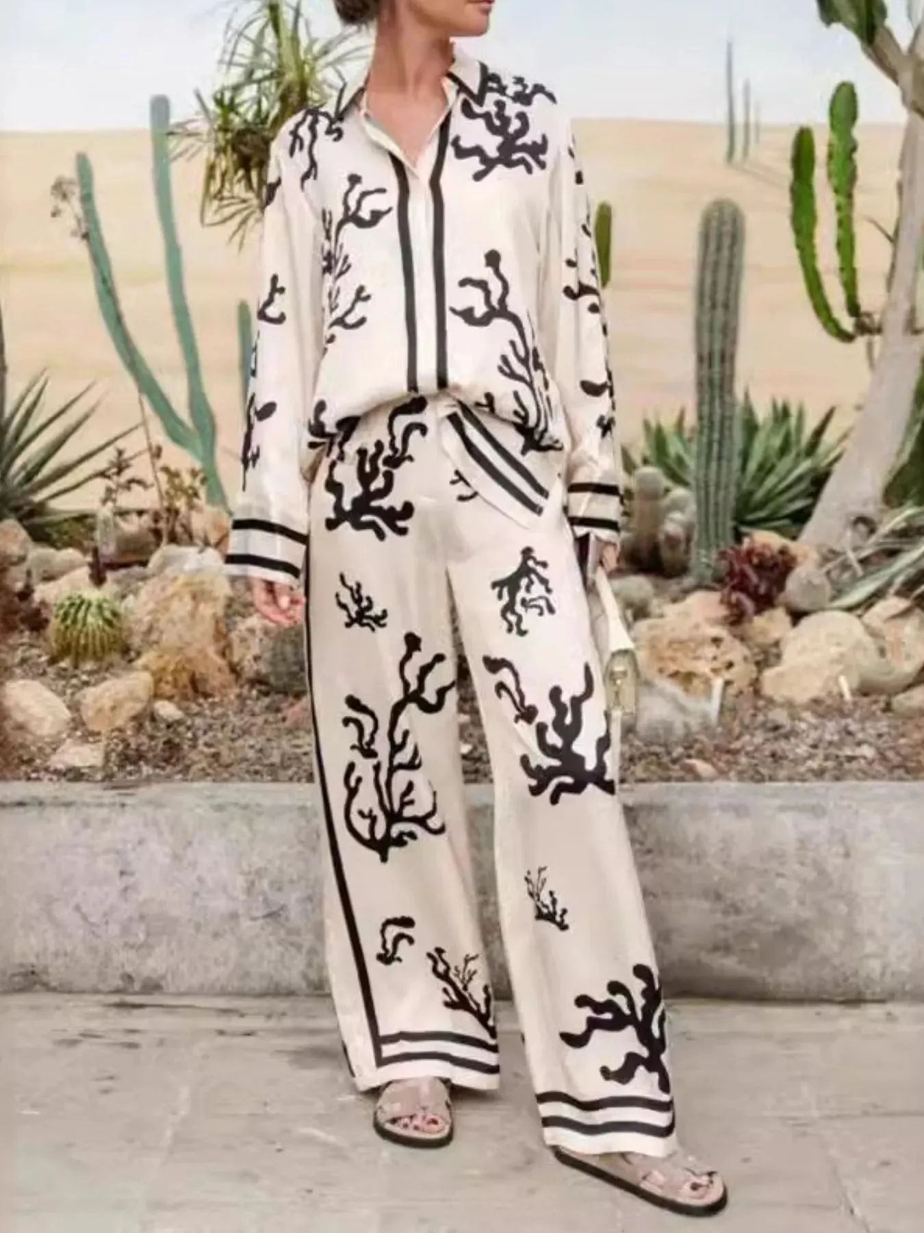 Printed Long Sleeve Shirt and Pants Set sold by Gigi Laurent product image thumbnail 3