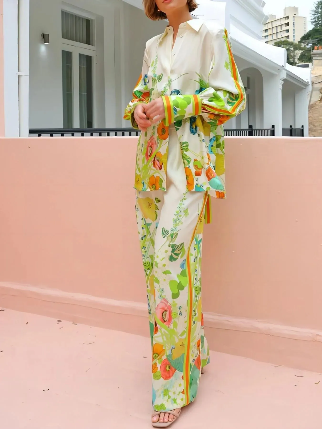 Printed Tie Back Shirt and Pants Set sold by Gigi Laurent product image thumbnail 5