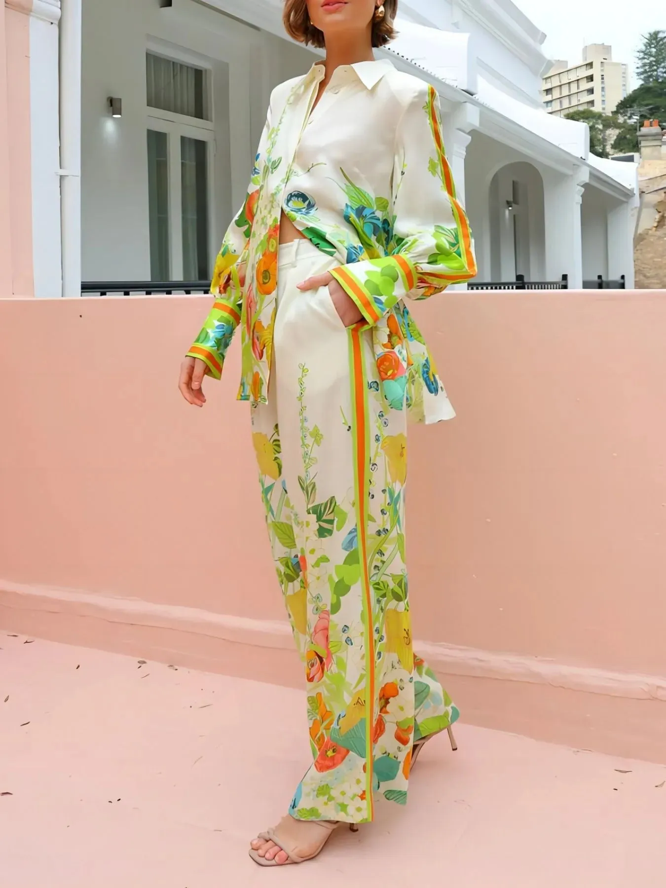 Printed Tie Back Shirt and Pants Set sold by Gigi Laurent product image thumbnail 2