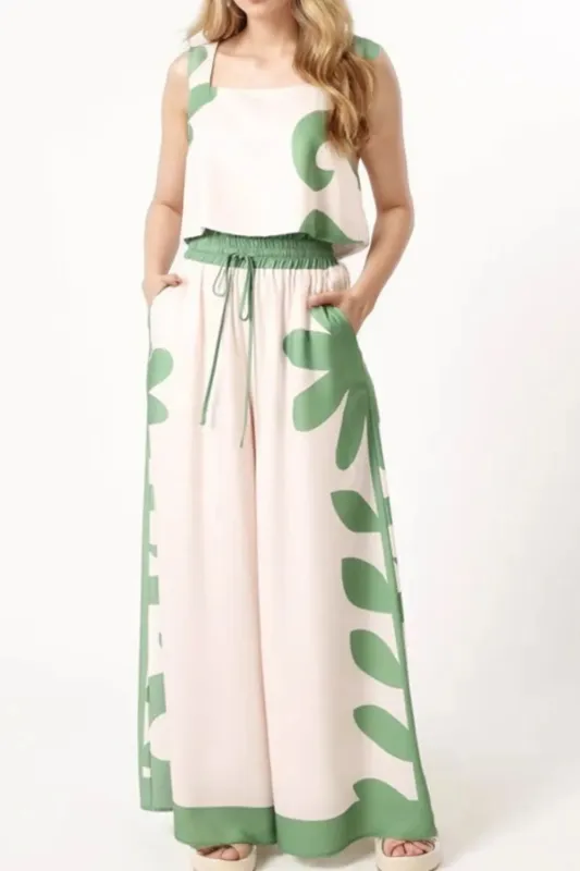Leaf Print Tank Top and Pants Set sold by Gigi Laurent