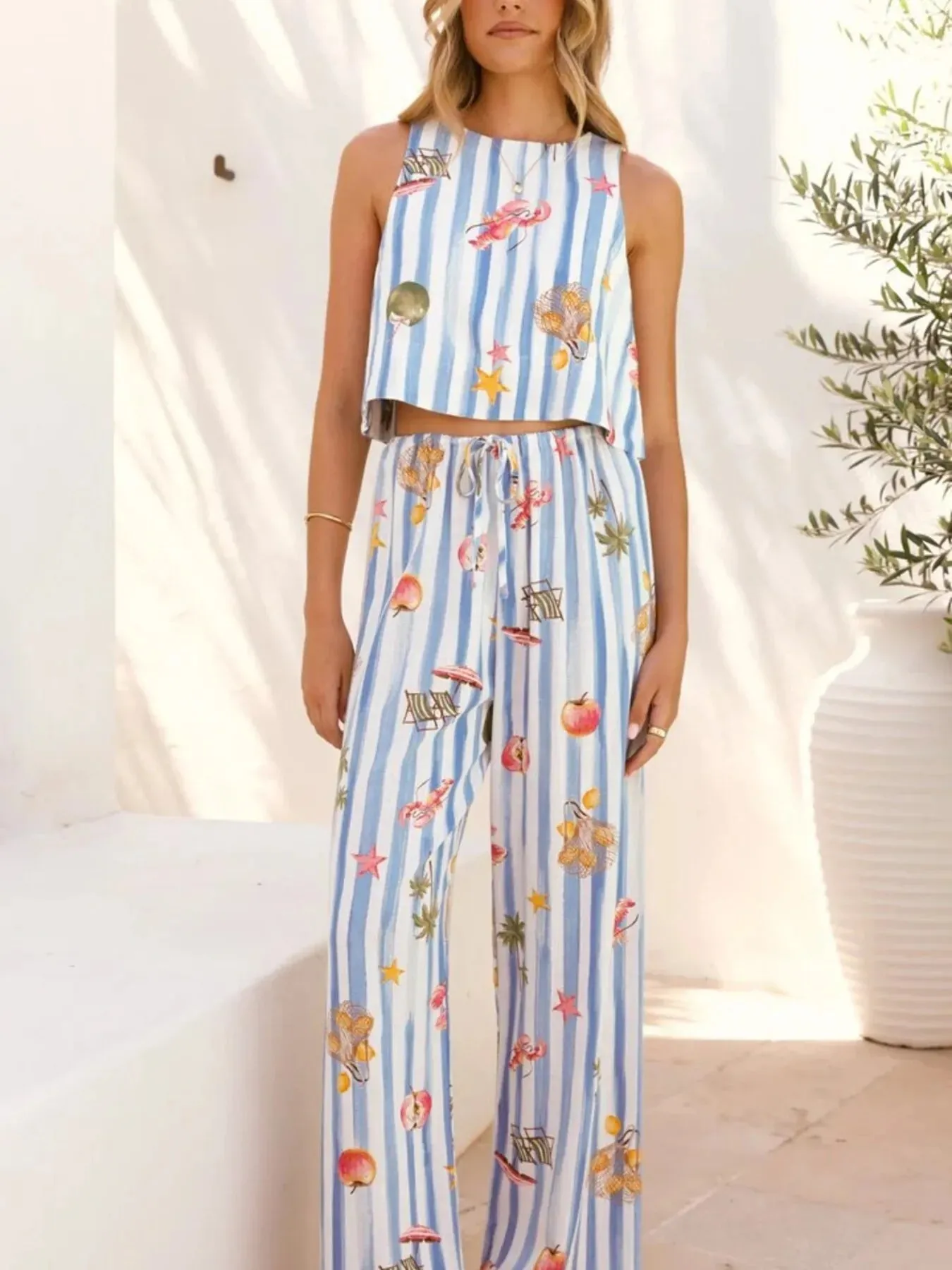 Printed Stripe Tank and Pants Set sold by Gigi Laurent product image thumbnail 4