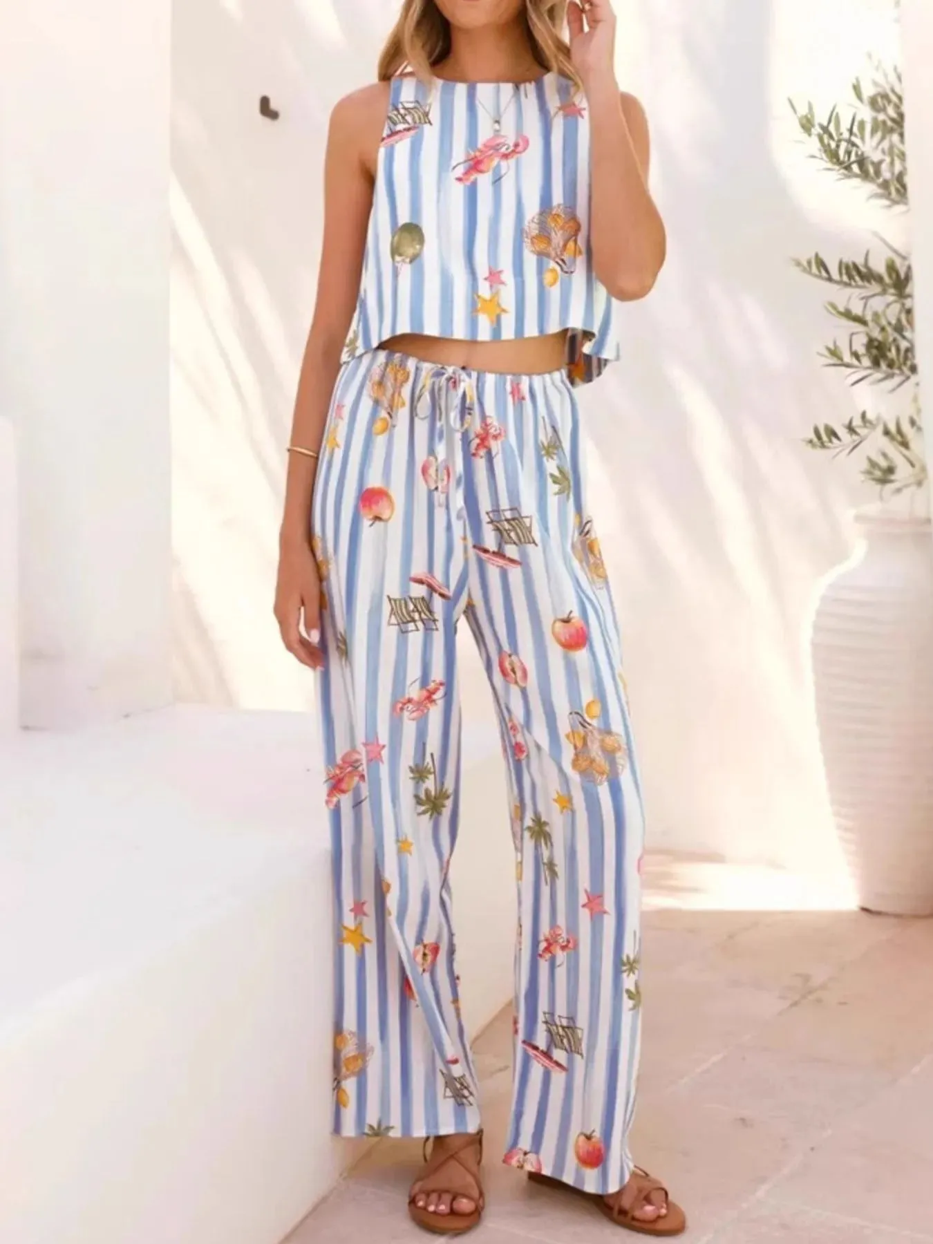 Printed Stripe Tank and Pants Set sold by Gigi Laurent product image thumbnail 5