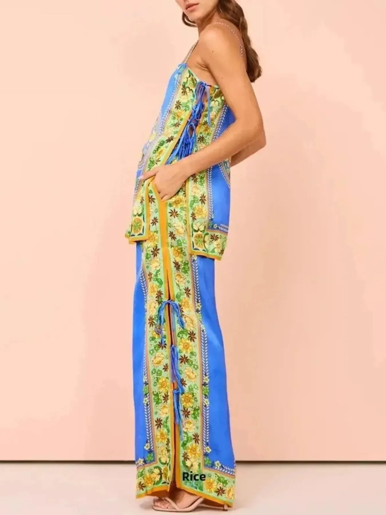 Floral Side Tied Cami and Pants Set sold by Gigi Laurent product image thumbnail 2