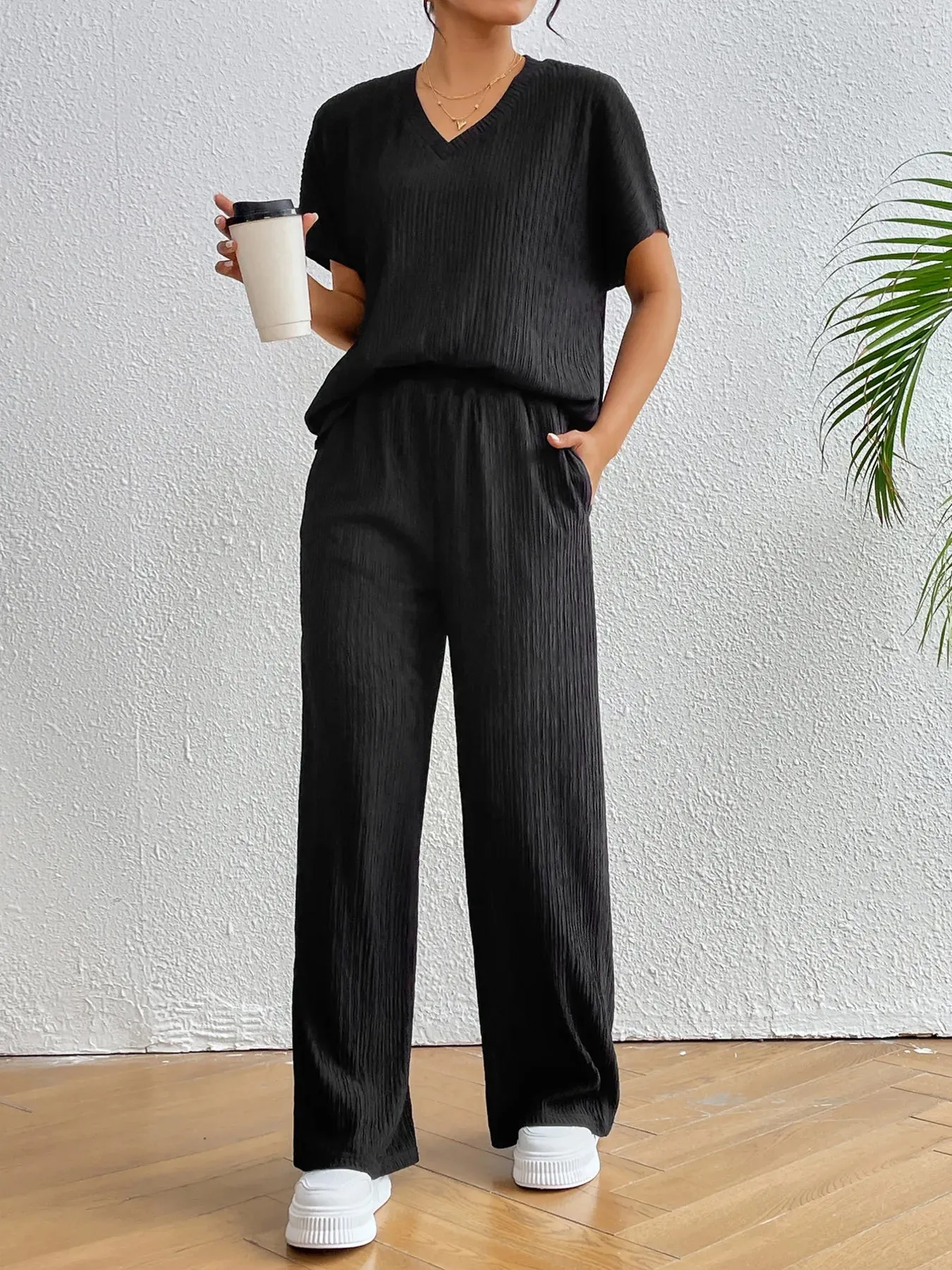 V-Neck Short Sleeve Top and Pants Set sold by Gigi Laurent product image thumbnail 2