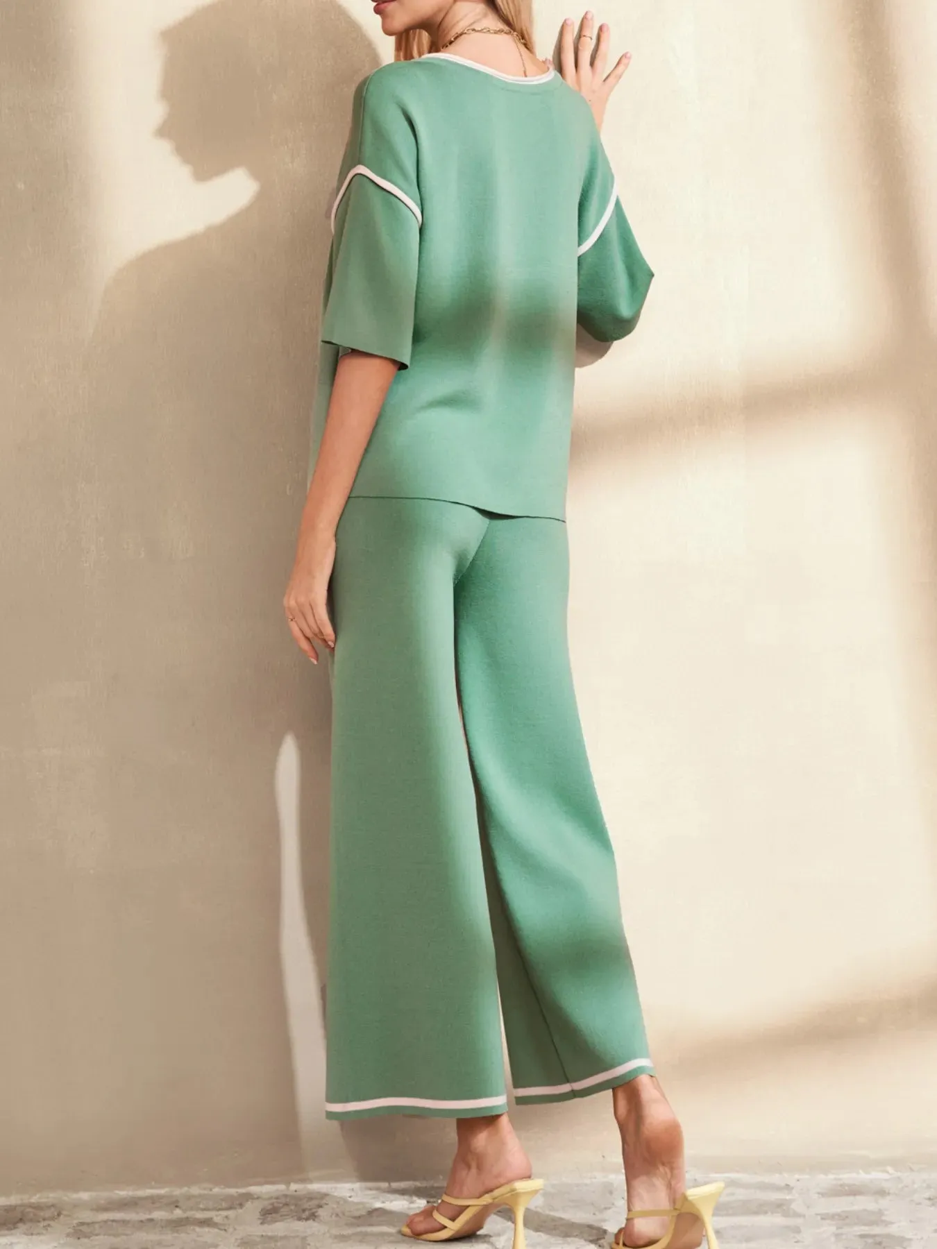 Contrast Trim T-Shirt and Drawstring Pants Set sold by Gigi Laurent product image thumbnail 2