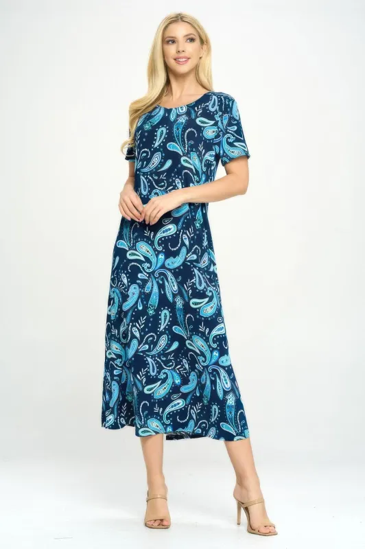 Bns Print Long Dress With Short Sleeve sold by Gigi Laurent
