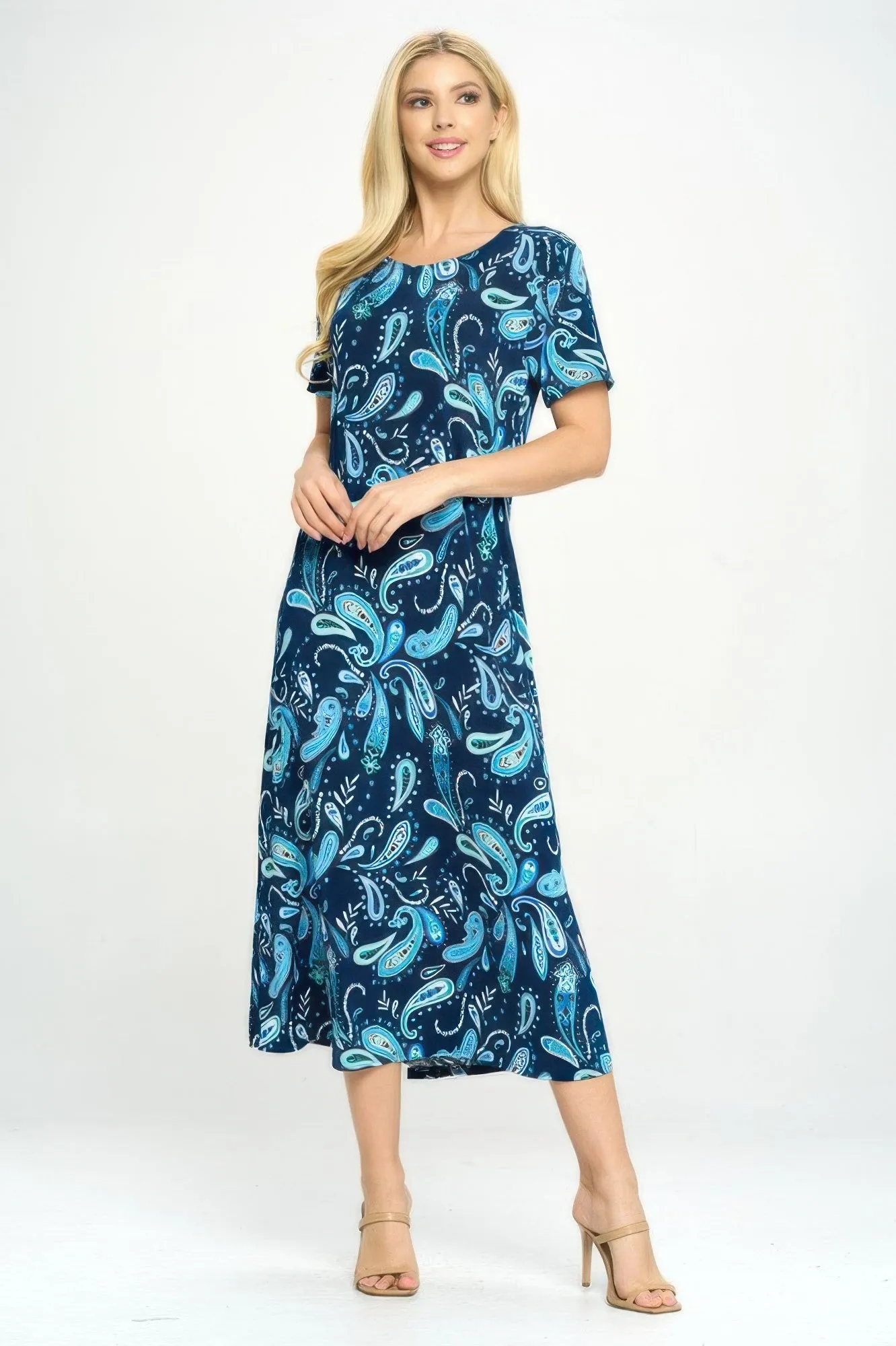 Bns Print Long Dress With Short Sleeve sold by Gigi Laurent