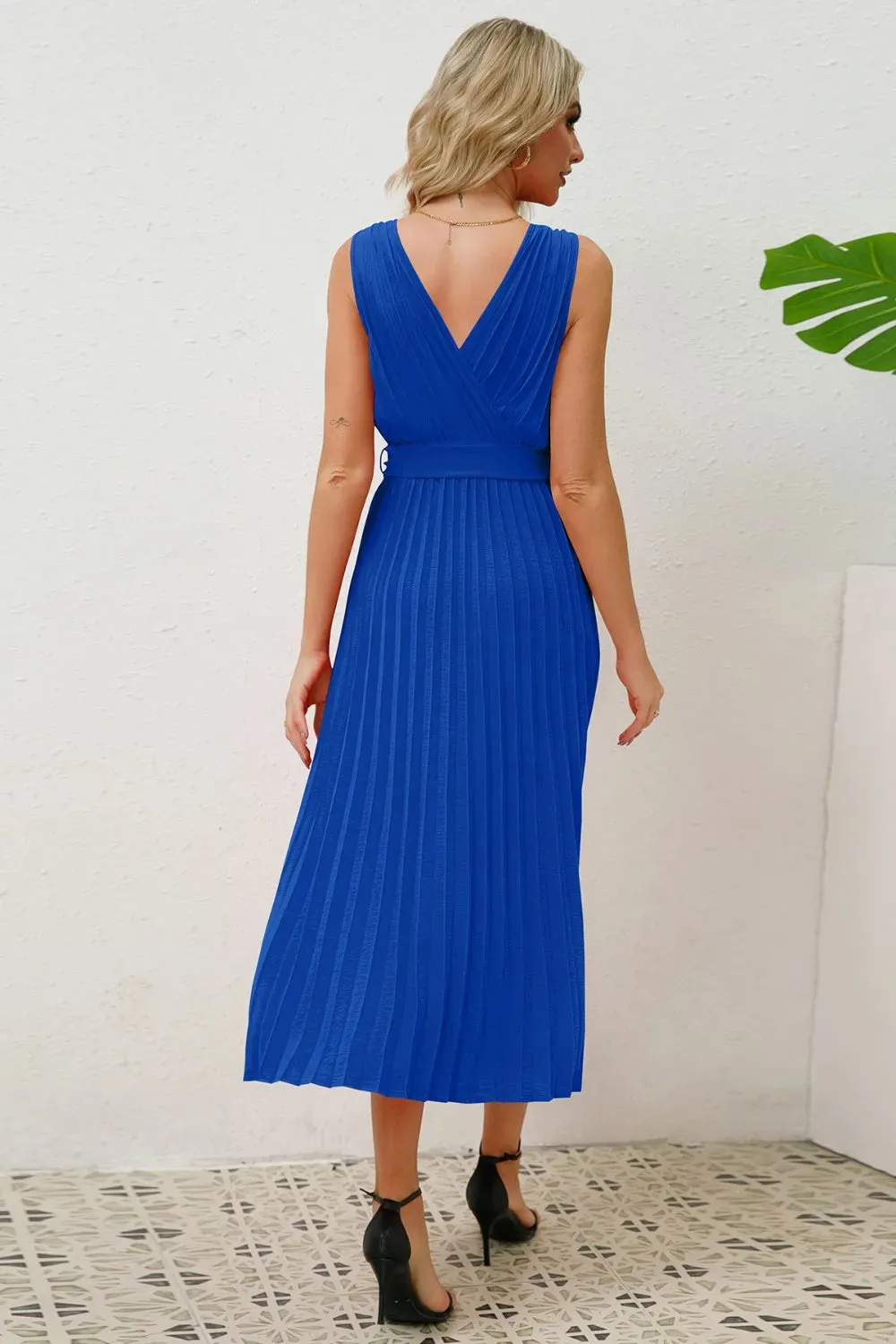 Surplice Sleeveless Midi Pleated Dress sold by Gigi Laurent product image thumbnail 4