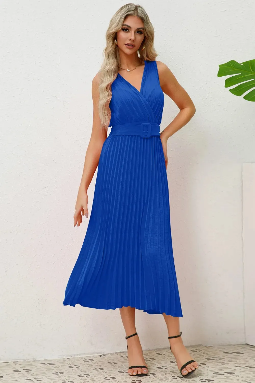 Surplice Sleeveless Midi Pleated Dress sold by Gigi Laurent product image thumbnail 2