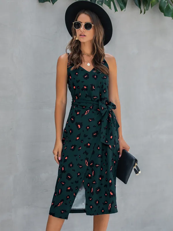 Printed Tie-Waist Spaghetti Strap Dress sold by Gigi Laurent