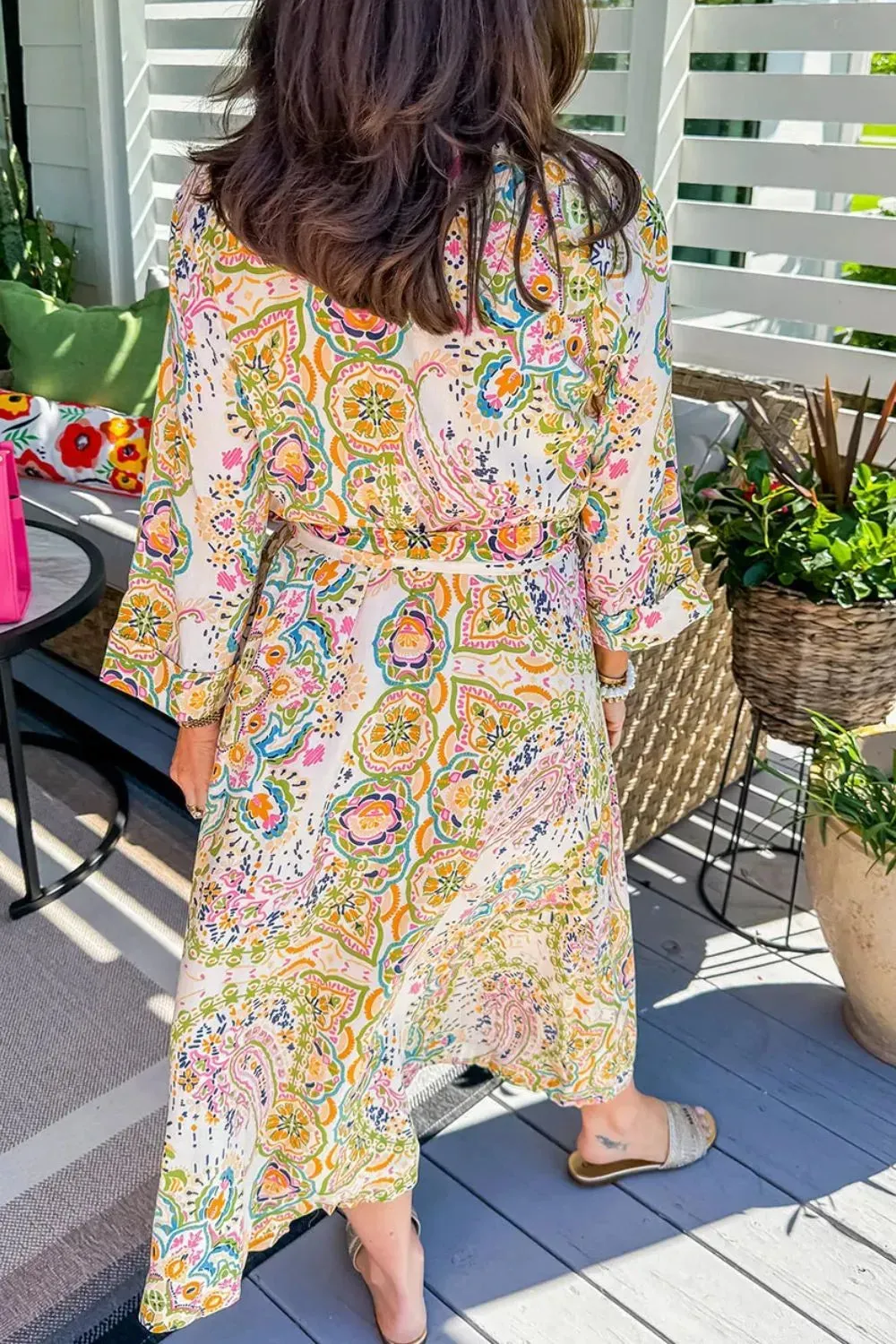 Tied Printed Long Sleeve Midi Dress sold by Gigi Laurent product image thumbnail 2