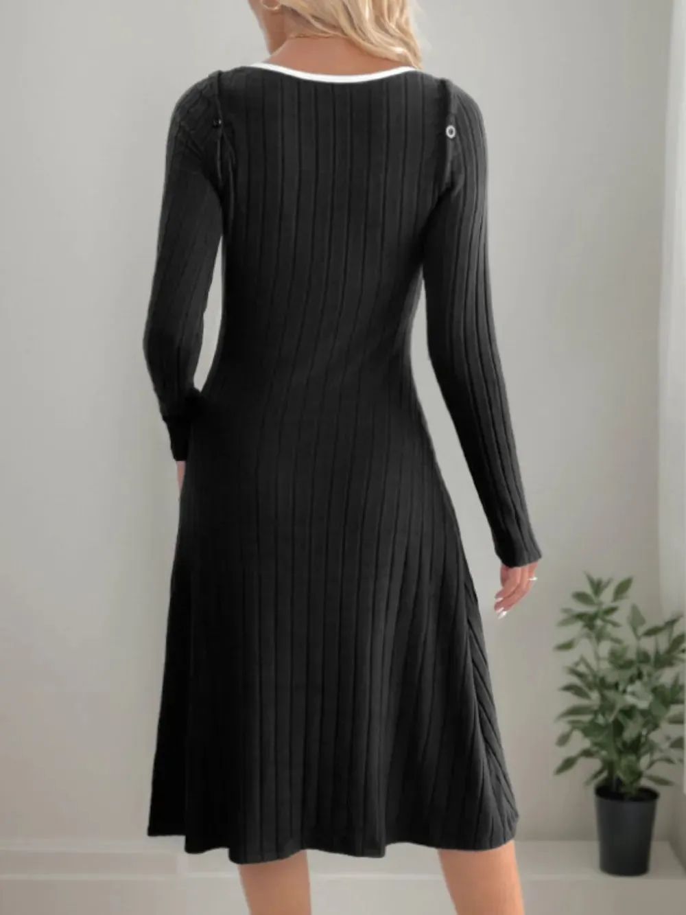 Perfee Slit Wide Strap Dress and Detachable Long Sleeves Set sold by Gigi Laurent product image thumbnail 2