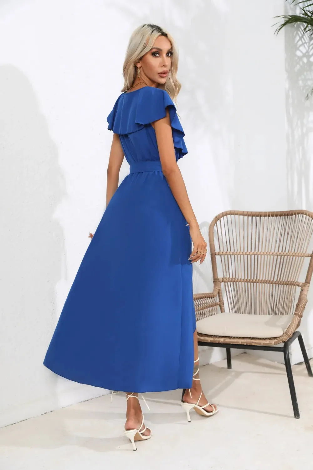 Ruffled Tied V-Neck Midi Dress sold by Gigi Laurent product image thumbnail 5