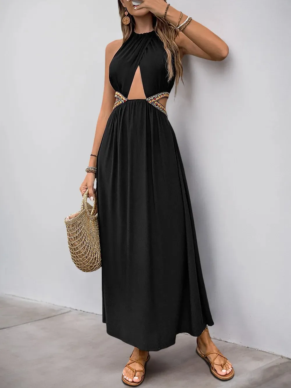 Perfee Cutout Grecian Neck Tied Back Dress sold by Gigi Laurent product image thumbnail 3