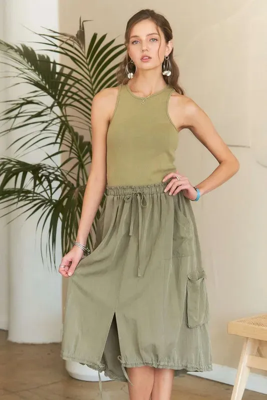 ADORA Drawstring Sleeveless Washed Dress sold by Gigi Laurent
