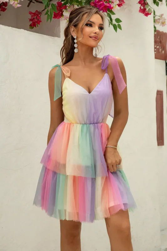 Gradient Tie-Shoulder Layered Dress sold by Gigi Laurent