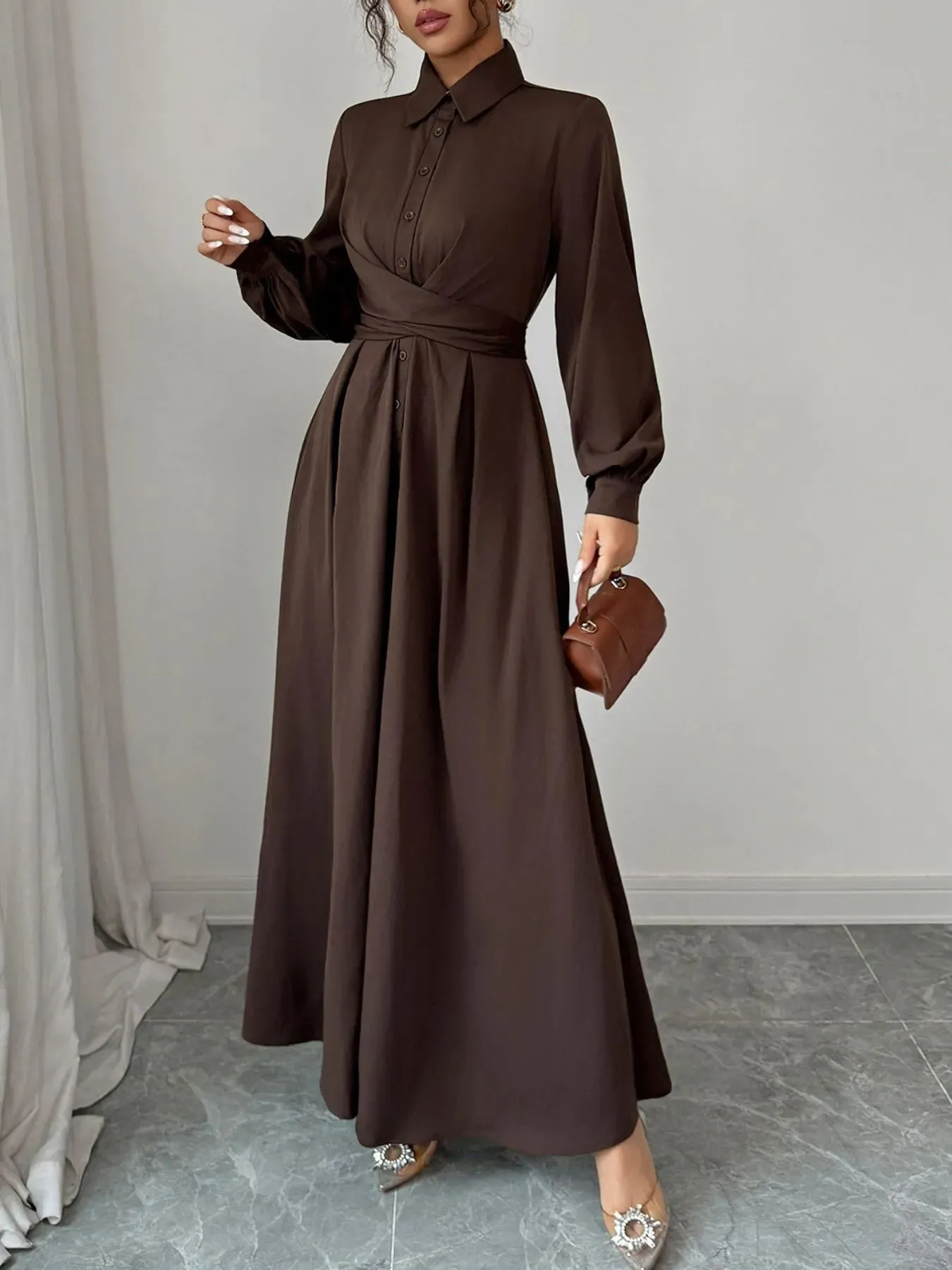 Long Sleeve Maxi Shirt Dress sold by Gigi Laurent product image thumbnail 4