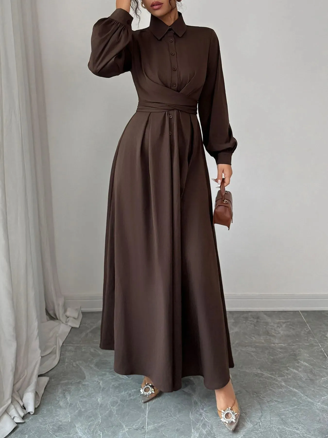 Long Sleeve Maxi Shirt Dress sold by Gigi Laurent product image thumbnail 3