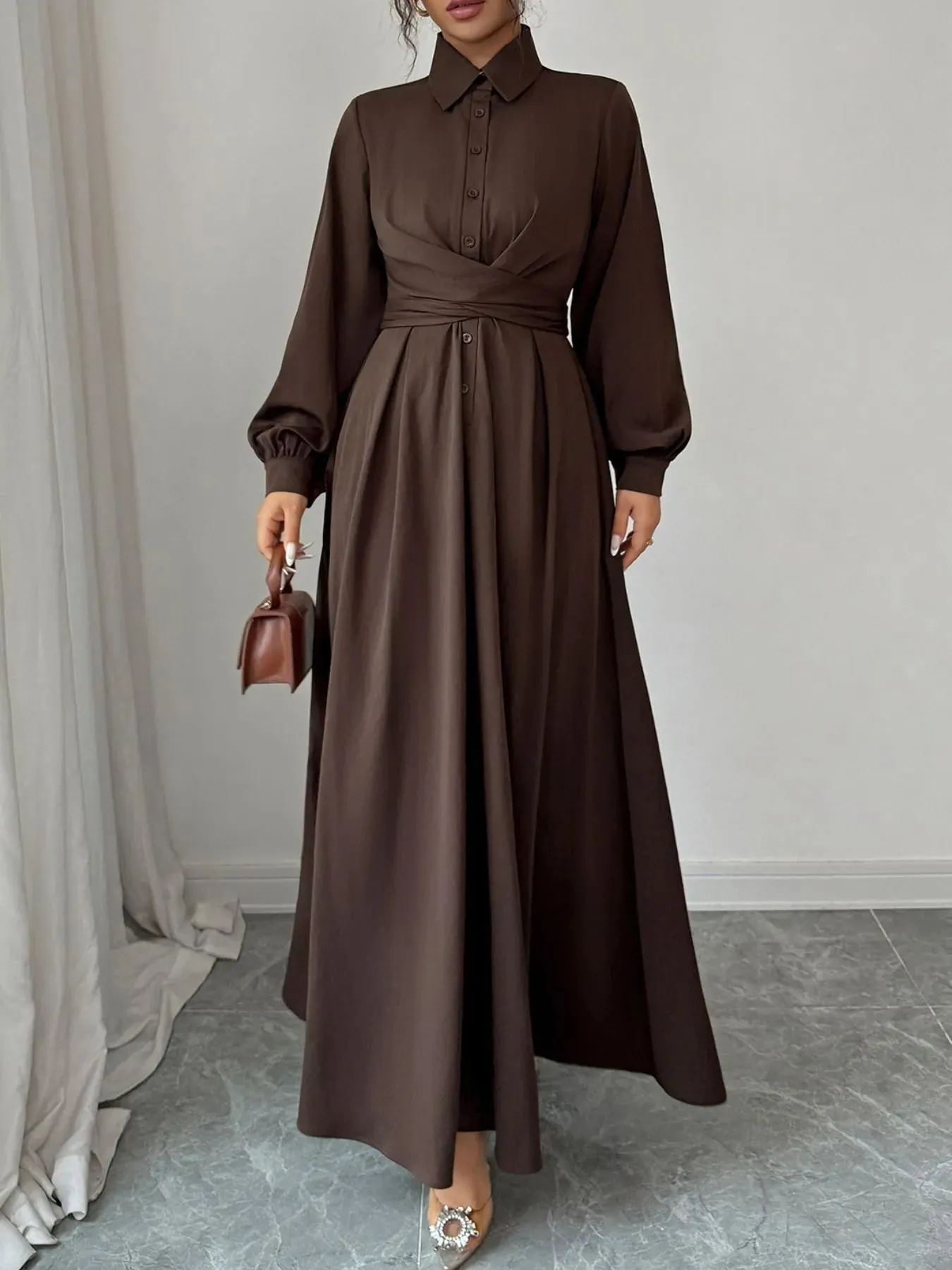 Long Sleeve Maxi Shirt Dress sold by Gigi Laurent product image thumbnail 2