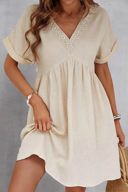 V-Neck Short Sleeve Dress made by Trendsi