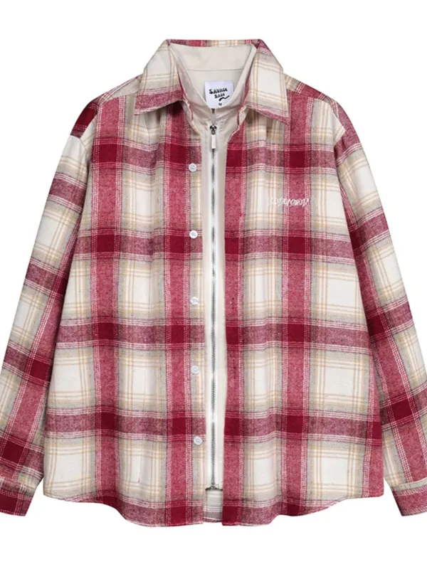 Men's Plaid Button Up Long Sleeve Jacket sold by Gigi Laurent