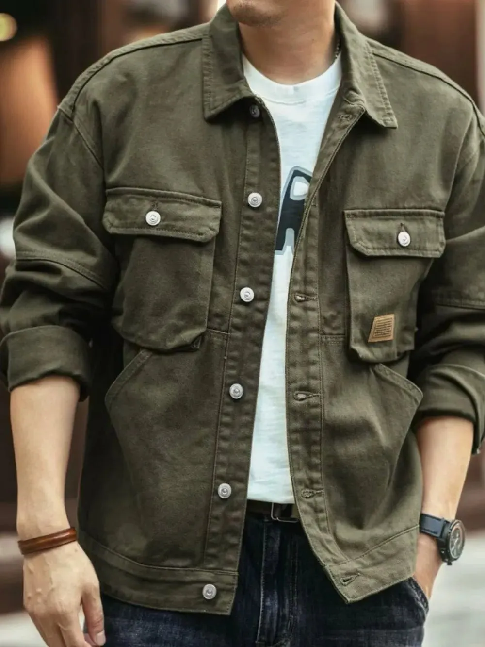 Men's Washed Collared Neck Cargo Jacket sold by Gigi Laurent product image thumbnail 5