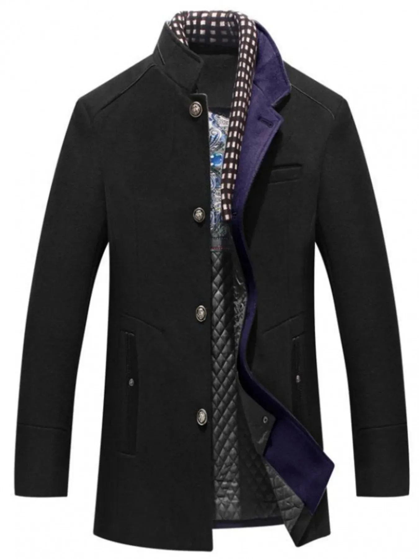 Men's Plus Size Quilted Inner Long Sleeve Coat sold by Gigi Laurent product image thumbnail 3