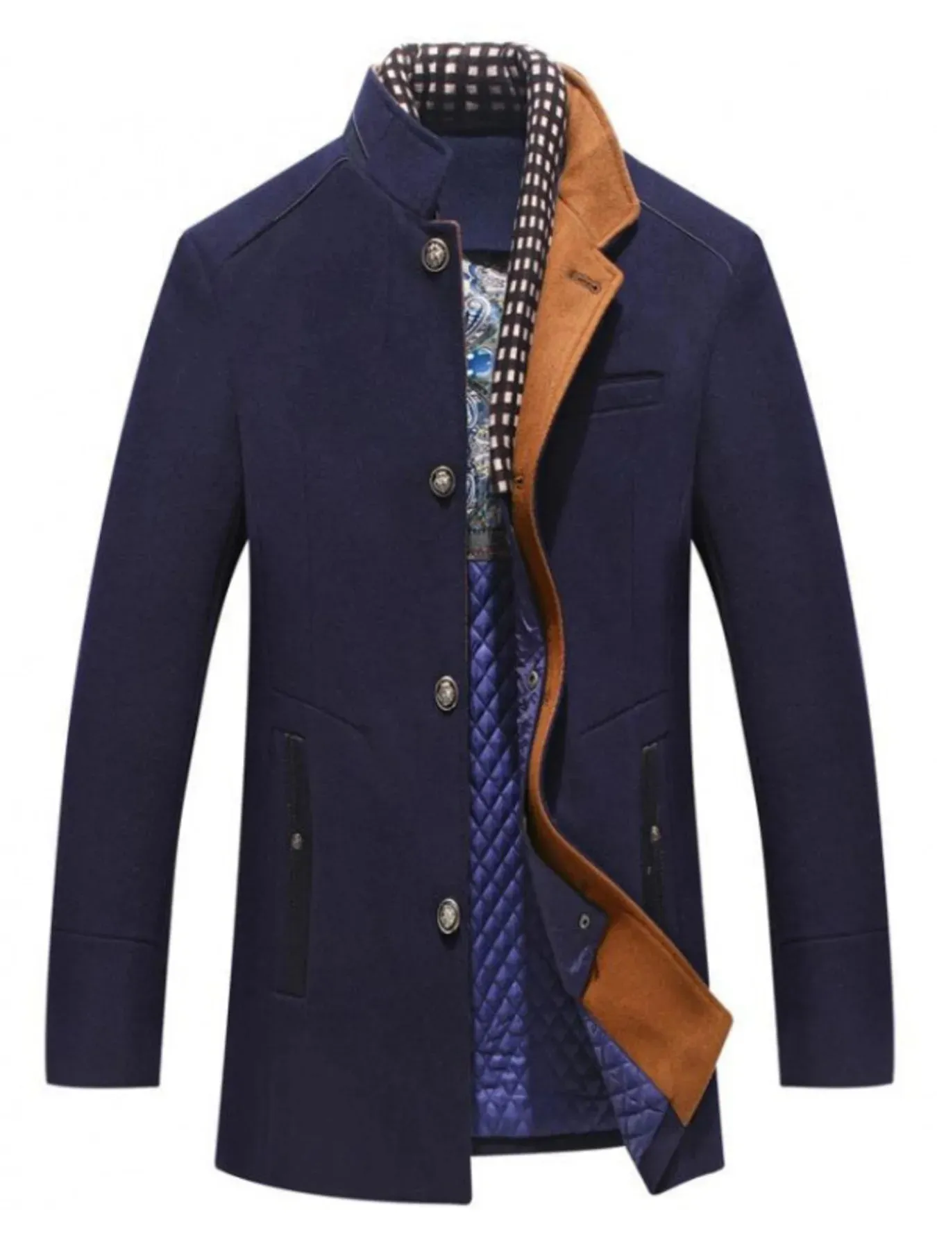 Men's Plus Size Quilted Inner Long Sleeve Coat sold by Gigi Laurent product image thumbnail 2