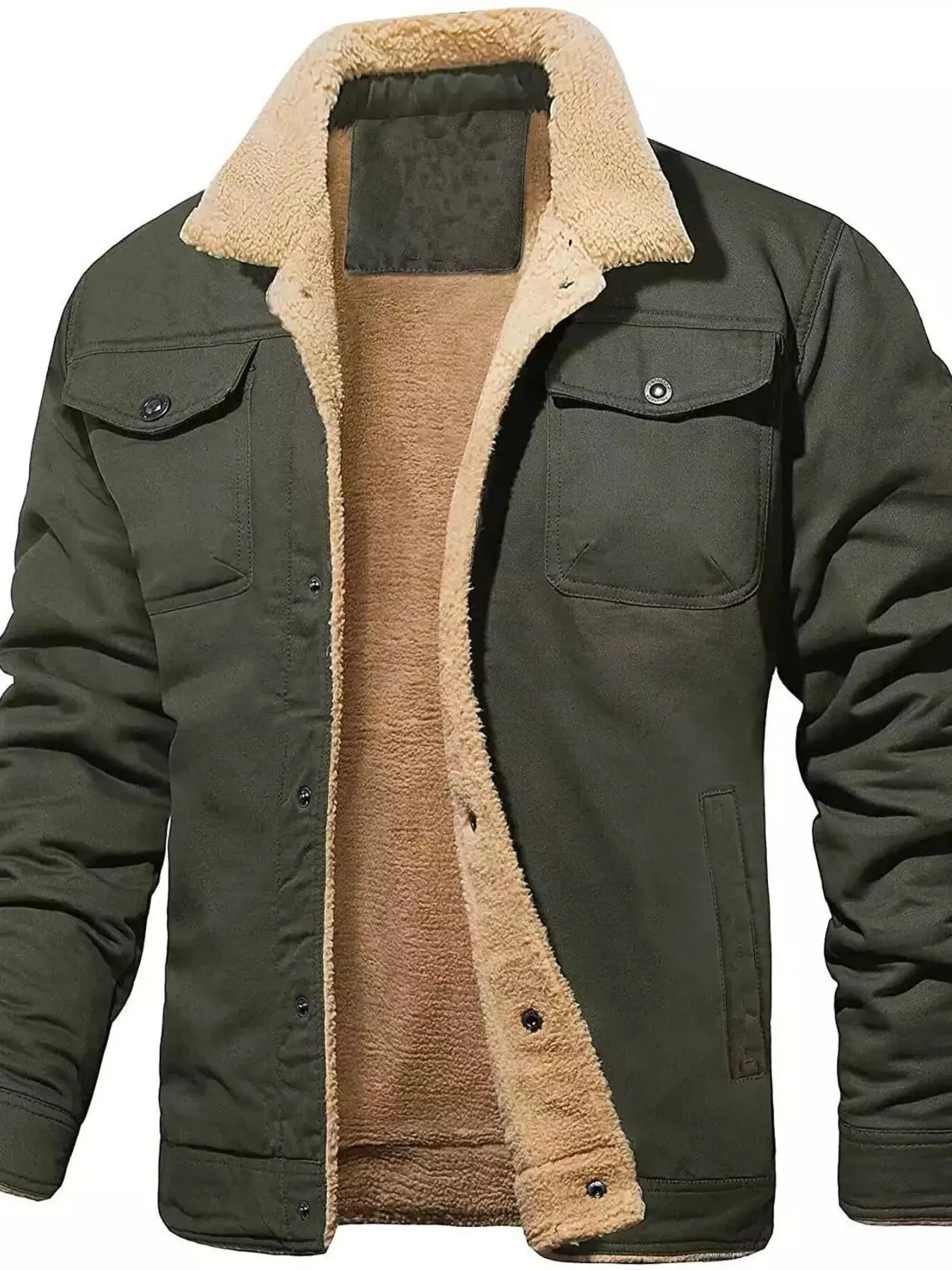 Men's Full Size Sherpa Lined Long Sleeve Jacket Plus Size sold by Gigi Laurent product image thumbnail 5