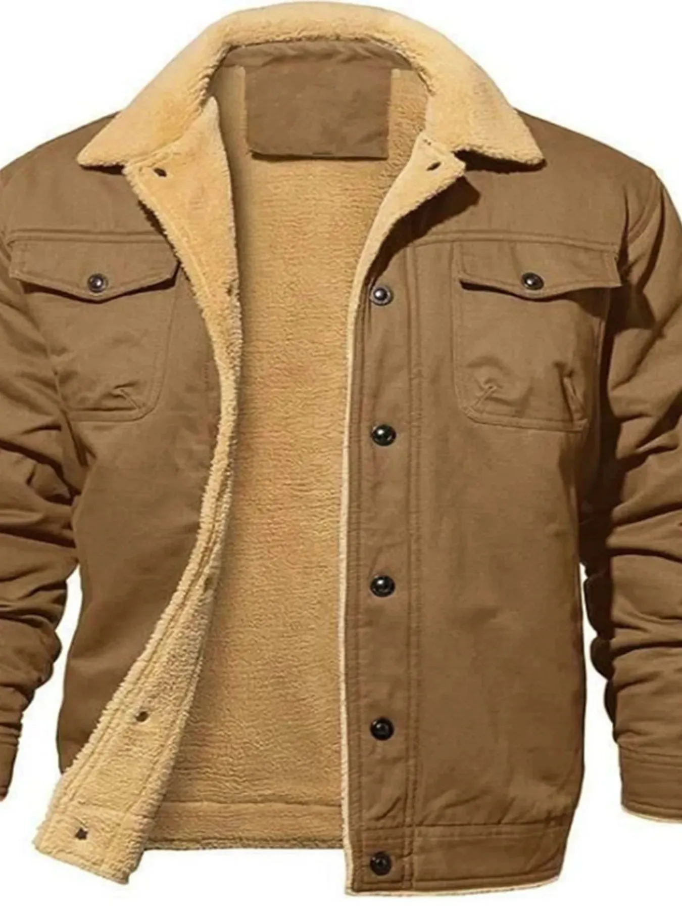 Men's Full Size Sherpa Lined Long Sleeve Jacket Plus Size sold by Gigi Laurent product image thumbnail 3