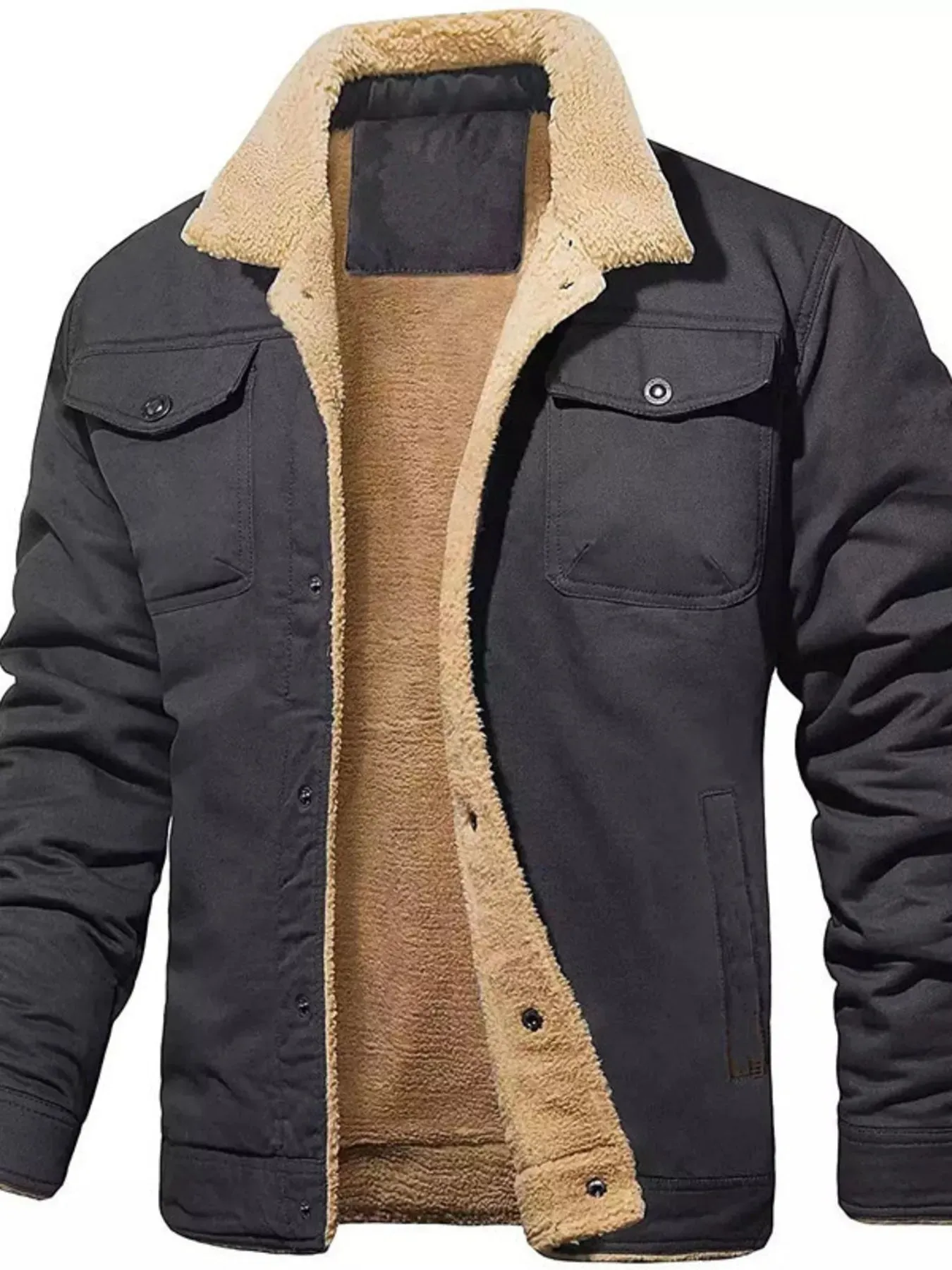 Men's Full Size Sherpa Lined Long Sleeve Jacket Plus Size sold by Gigi Laurent product image thumbnail 2