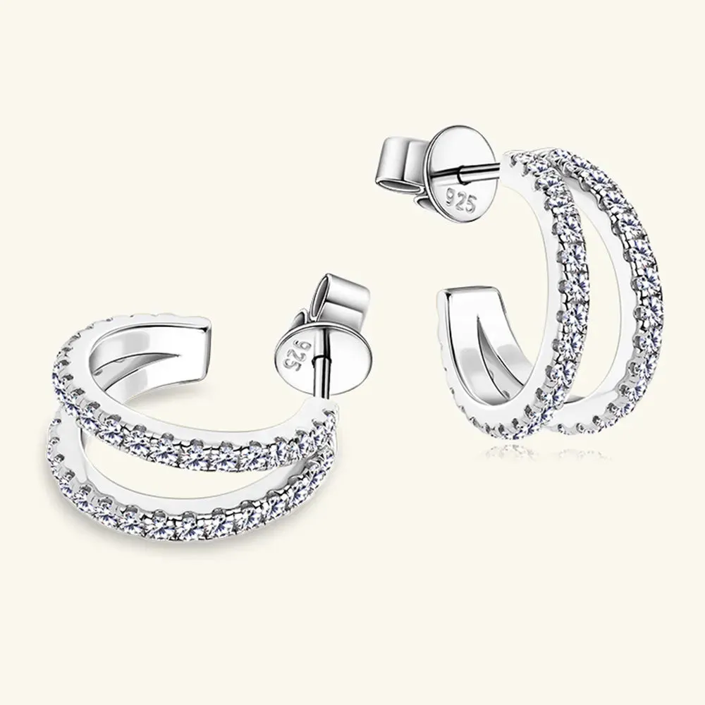 Moissanite 925 Sterling Silver C-Hoop Earrings sold by Gigi Laurent product image thumbnail 4