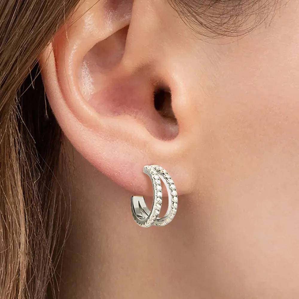 Moissanite 925 Sterling Silver C-Hoop Earrings sold by Gigi Laurent