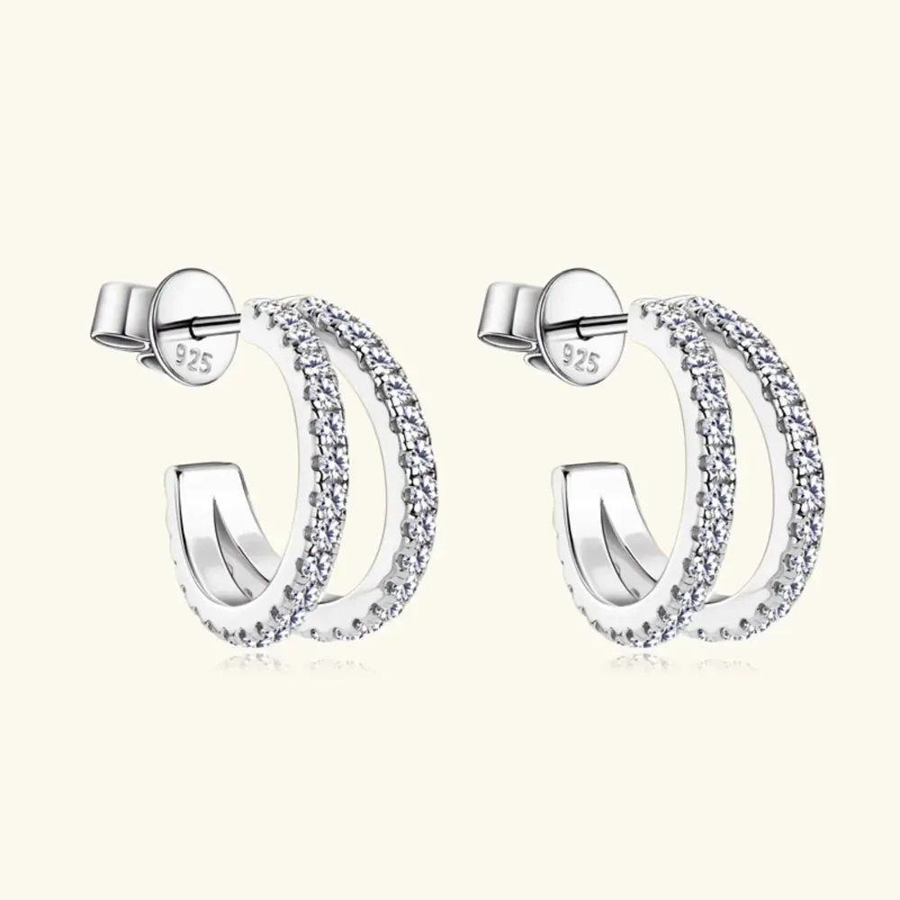 Moissanite 925 Sterling Silver C-Hoop Earrings sold by Gigi Laurent product image thumbnail 2